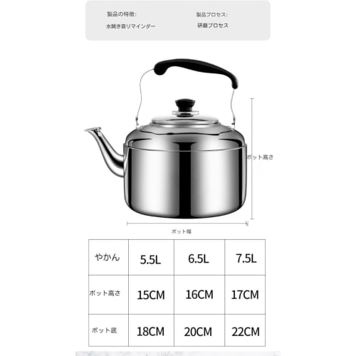 REENEW Whistling Kettle, Large Capacity 5-10 Liters, Commercial Use, Induction Compatible, Stylish, Burning Kettle, Stainless Steel, Wide Mouth, Easy