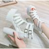 Mode Mode Solide Plateau Damen Sandalen Sommerschuhe Offene Zehenpartie Römerstil Hohe Absätze Mode Schnalle Gladiatoren Schuhe Frau
