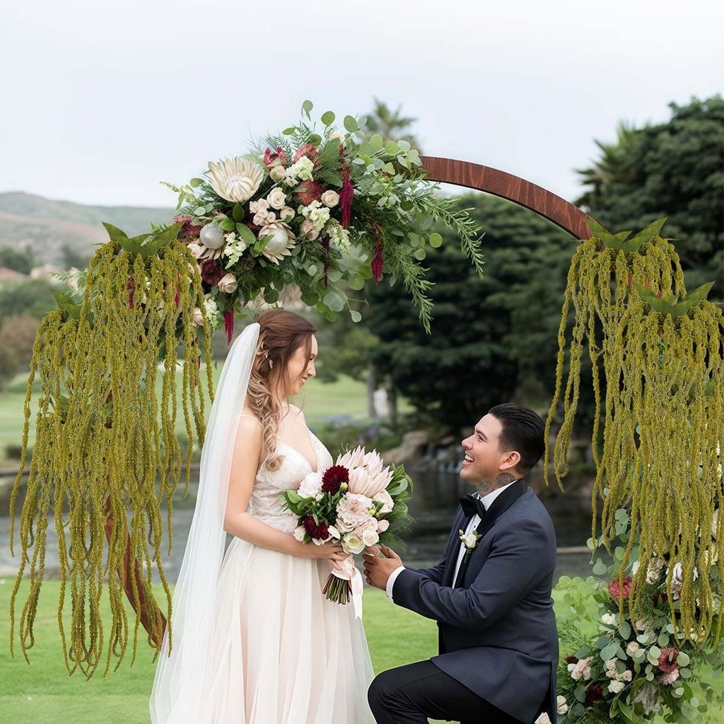 2 Pack Green Amaranth Artificial Flowers, 49.21 Inch Artificial Succulents Plants Fake Hanging Plants for Centerpieces Wedding Decor