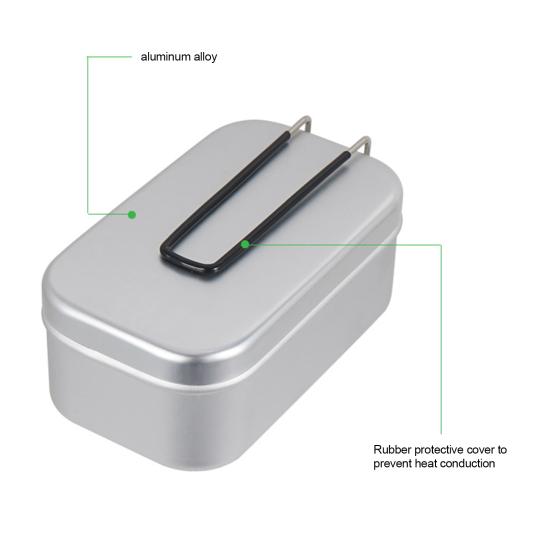 800ml Bento Box Anodizing Folding Handle Large Capacity Heat Resistant Aluminum Camping Bento Container Steaming Rack Outdoor Supply