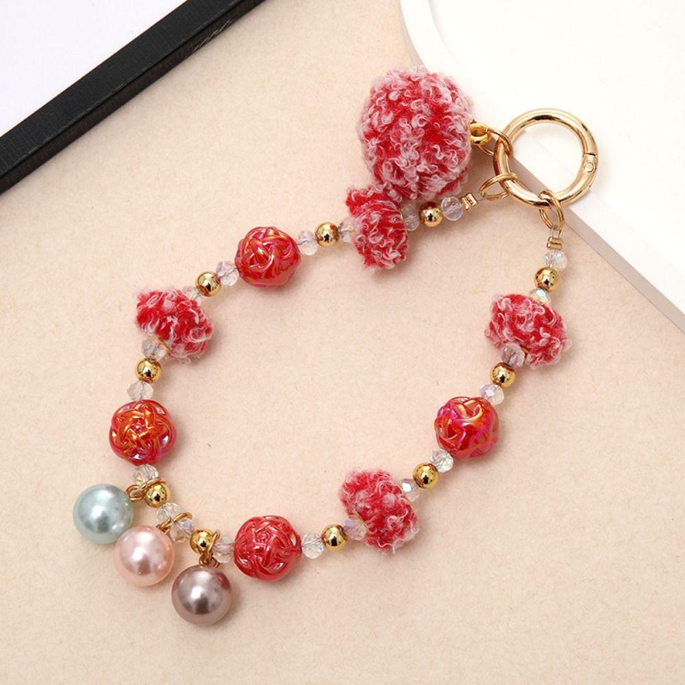 

Chain Beaded Phone Chain Colorful Wrist Strap Fashion Mobile Phone Lanyard рожевий
