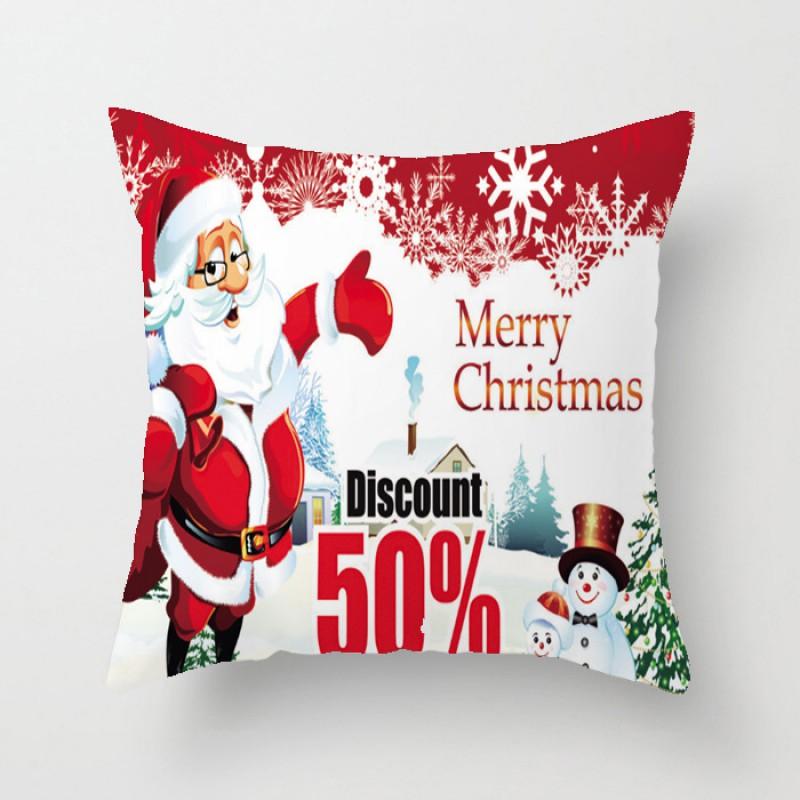 Christmas Cartoon Hand-Drawn Decorative Pillow Cover 45x45cm Living Room Car Holiday Home Decor