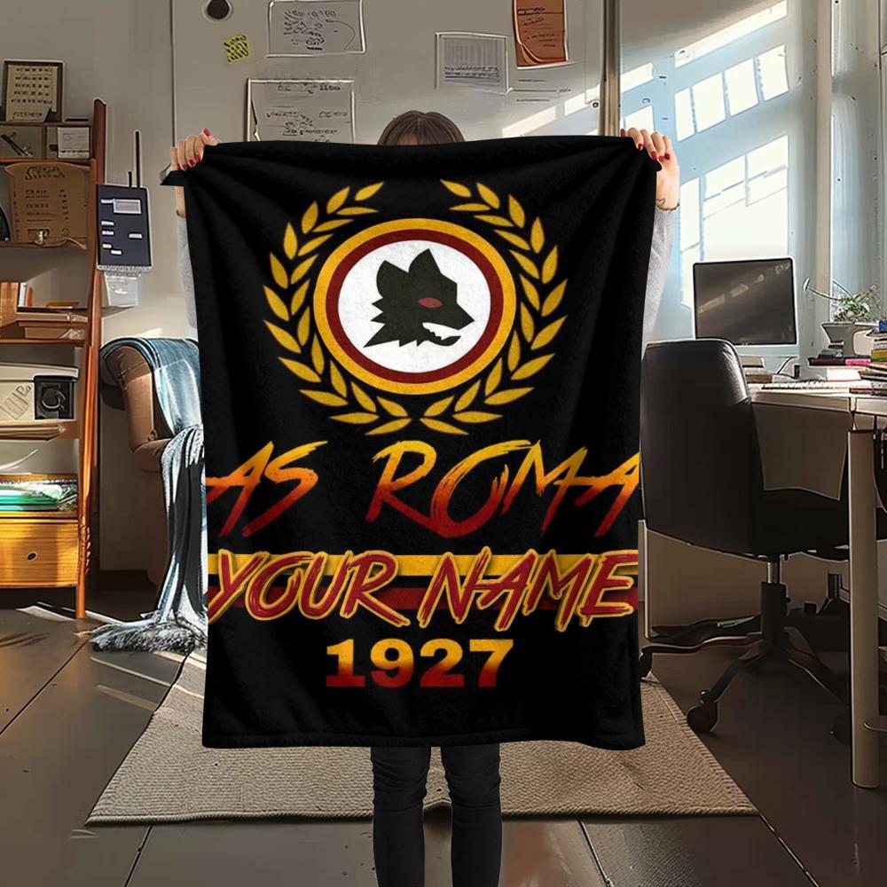 1PC Custom Name AS Roma Patterned Flannel Blanket Suitable For All Seasons for Home Decor Warmth and Comfort Gifts Holiday Present