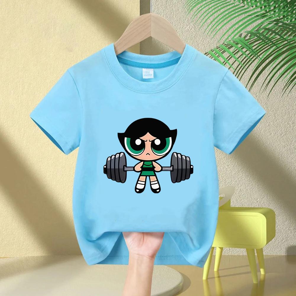 Girls Super Powerful Blouse Training Streetwear Tshirt Kids Shirt Academy Fitness Tshirt