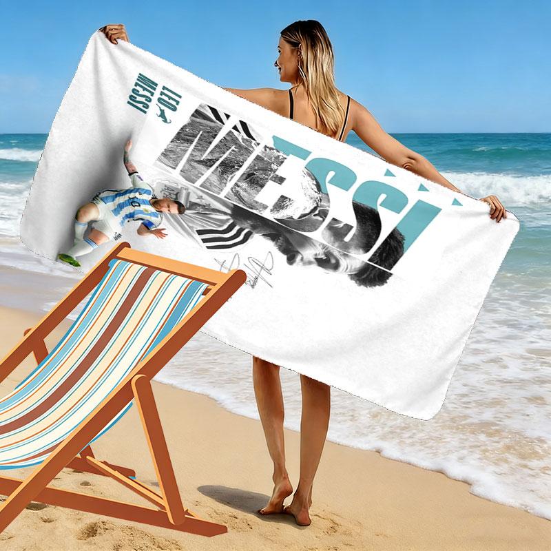 Asciugamano da Spiaggia Stampa Radiosa Messi, Asciugamano Grande Morbido Asciugatura Rapida per Spiaggia Campeggio Nuoto