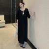 DIMANAF Women Plus Size Elegant Linen Dress Loose 2025 Vintage Dress Basic Long Casual Shirt Dress