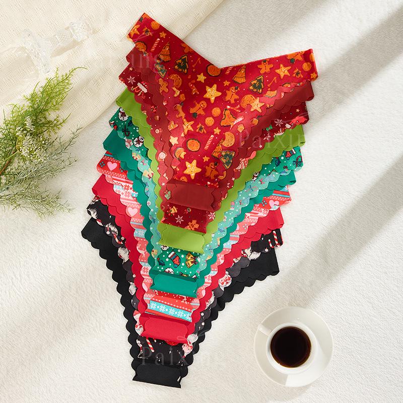 Air Mask Lightweight Ice Silk Seamless High-Elasticity Christmas Print Girls' Cool Triangle Panties