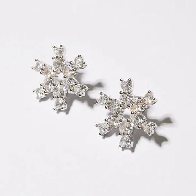 [925 Sterling Silver Post] Snowflake Earrings