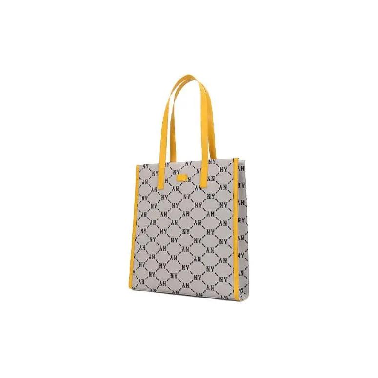 MLB Monogram Polyester Tote Bag , Shopping Bag , Combo Bag , Shoulder Bag , Handbag Regular Unisex Yellow Brown (Unisex) Shoulder Bags
