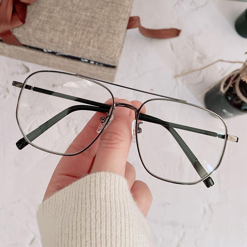 Retro Double Beam Flat Glasses Irregular Business Glasses Frame Trendy Men And Women Personality Can Be Matched With Myopia Glasses Frame