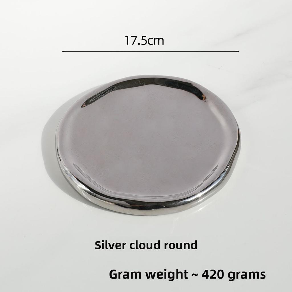 Simple ceramic dinner plate decorative plate, creative cloud tray, kitchen living room home jewelry storage plate, cloud plate