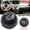 6 Speed Gear Shift Knob Shift Transmission Lever Knob Manual For Fiat 500 2012-2018 Chrome+Red 55344048