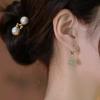 Flat Jade Ear Buckle Earrings Women's Simple High-end Temperament Autumn Winter Style Elegant Classic Accessories Casual Daily Jewelry