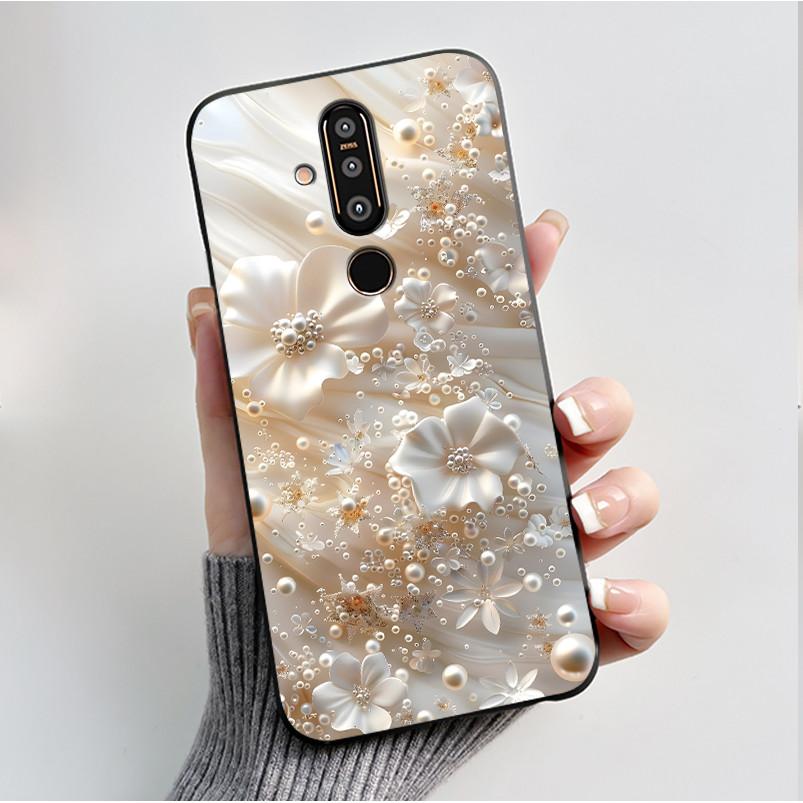 Case For Nokia 8.1 Plus X71 Phone Case Luxury Fashion Butterfly Flowers Black Soft Slim Silicone Cover For Nokia 8.1plus Casing