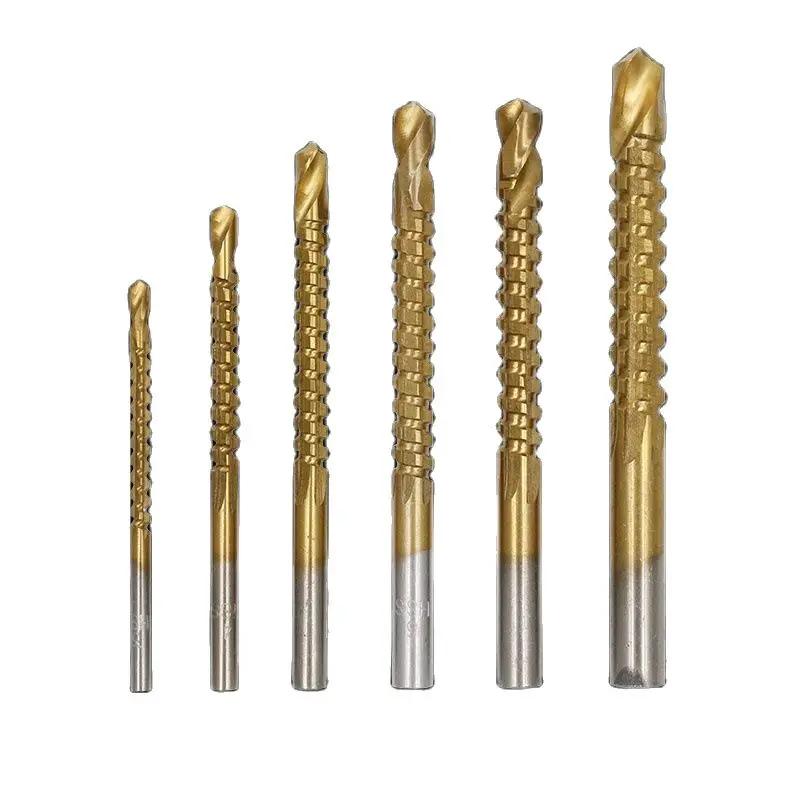 6pcs/lots 3-8mm Titanium Coated HSS Drill Bit Electric Drill Plastic Metal Hole Grooving Drill Saw Carpenter Woodworking Tools
