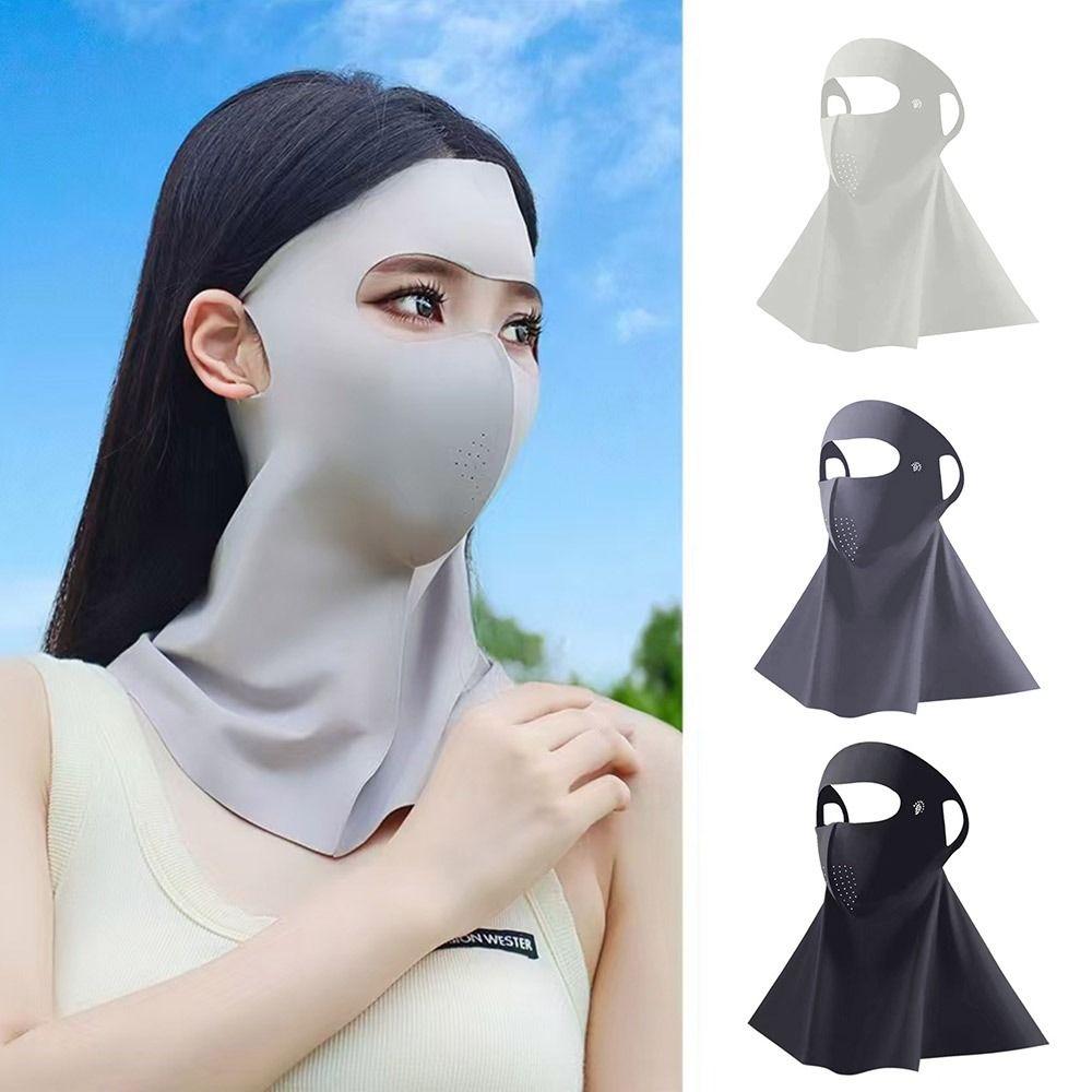 Ice Silk Sun Protection Mask Full Face Sunshade Face Mask New Anti-UV Neck Scarf  Summer