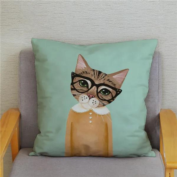 Cartoon Cycling Cat Print Cushion Cover Super Soft Pillowcase 45x45  Home Decor