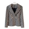 2025 European & American Celebrity Women's Slim Fit Double-Breasted Geometric Jacquard Suit Jacket with Lion Buttons.