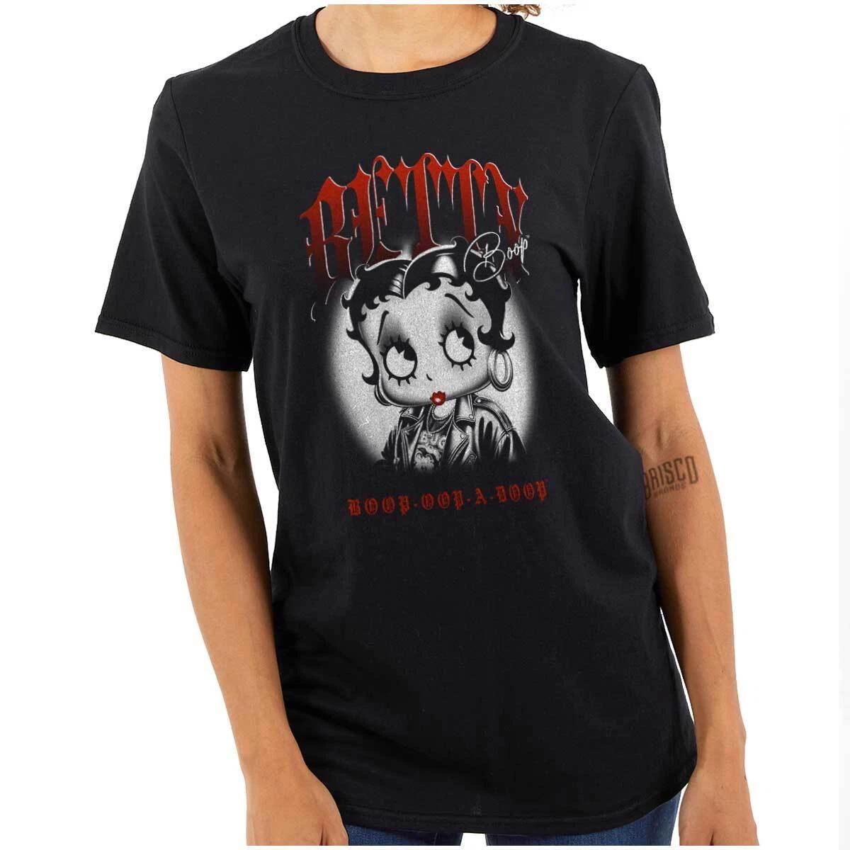 Cute Betty Boop Retro Cartoon Biker Baddie Womens Graphic Crewneck T Shirt Tee M