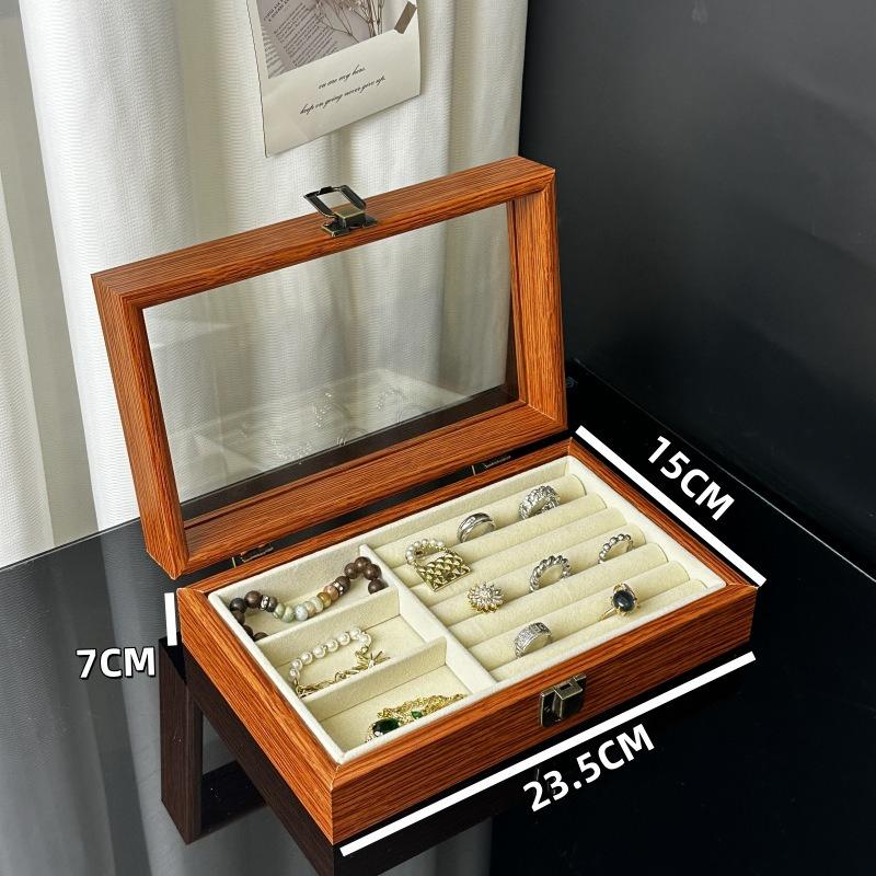 Jewelry Box Walnut Wood Grain Tray Vintage Makeup Desk Jewelry Pendant Ring Necklace Earrings Earrings Earrings Jewelry Display