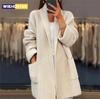Autumn/Winter Loose-Fit Versatile Simple Casual Sweater Knitted Top Jacket Fashionable Cardigan Medium-Length Top For Women