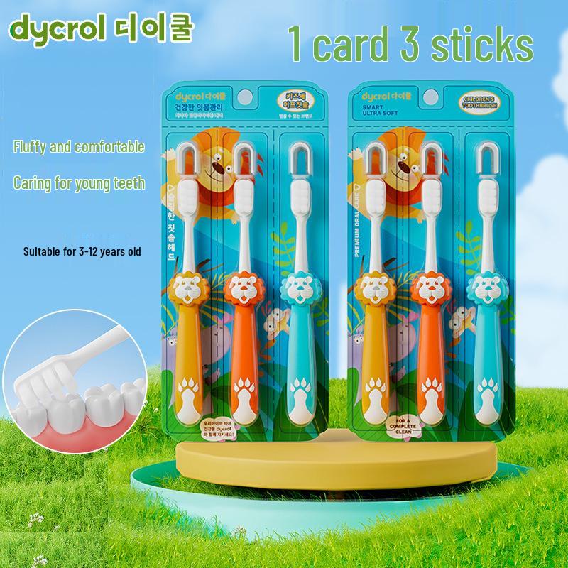 Korean Children's Soft Bristle Cartoon Lion Toothbrush (Ages 3-12) for Oral Care