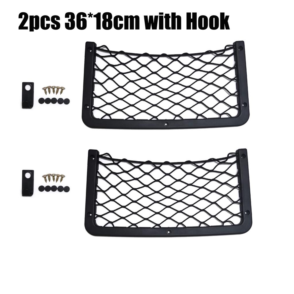 Black Multi Size Car Organizer Net Pocket Car Net Bag Phone Holder Rack Storage Mesh For Car Caravan Motorhome 42x21cm 36x18cm