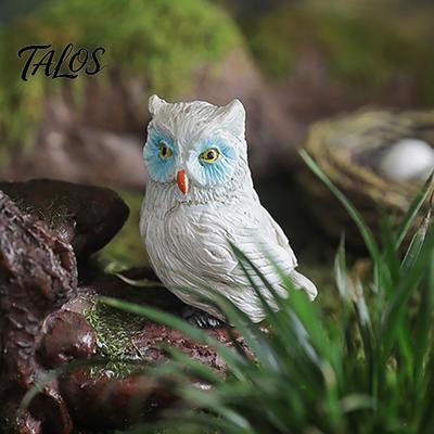 Small Animal Statues Mini Simulation Owl Resin Figurine, Lifelike Feather Texture Statue, Weather-Resistant Micro Fairy Garden Accessories Landscape