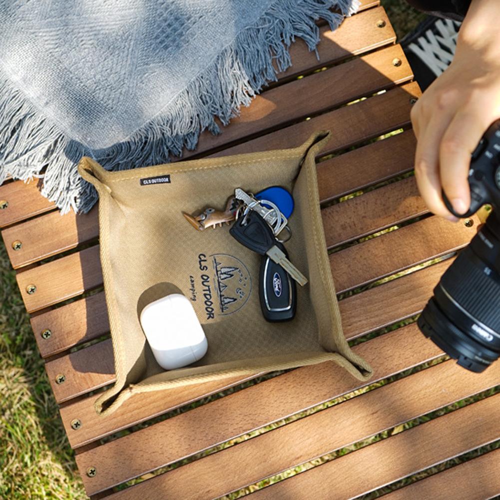 Camping Storage Tray Oxford Cloth Daily Necessities Storage Box Portable Folding Sundries Storage Box for Outdoor Hiking Travel