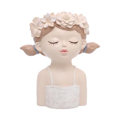 Flower Plant Pot Resin 23.5 X 14.5 X 27cm Fashionable Head Planter Pot
