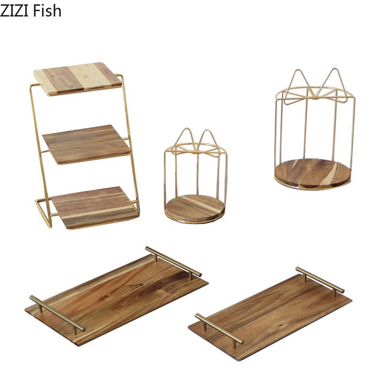 Dreistufiger Dessertkuchenständer Holz-Essteller Haushalts-Brotteller Geschirrplatte Restaurant Hotel Erfrischungsgerichte