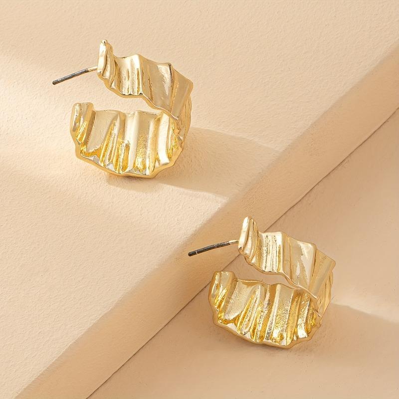 Fashion Trend Pleated Simple Earrings Daily Commute Fashion Earrings Personality Versatile