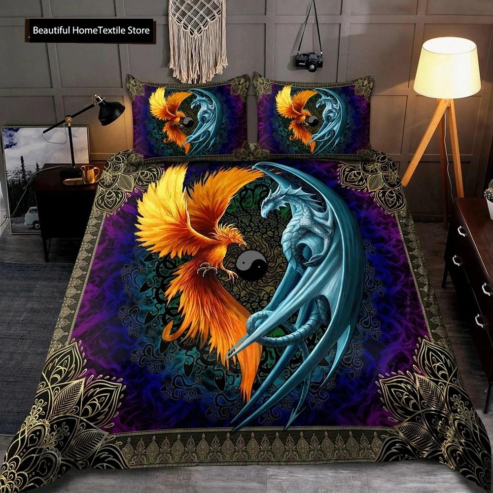 Dragon And Phoenix Comfortable Duvet Quilt Cover Pillowcase Bedding Set Children Bedroom Decoration Home Textile