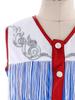 Children‘s Cowgirl Costume Set Sequins Metallic Fringe Sleeveless Top and Matching Shorts for Western Theme Fancy Ball Party