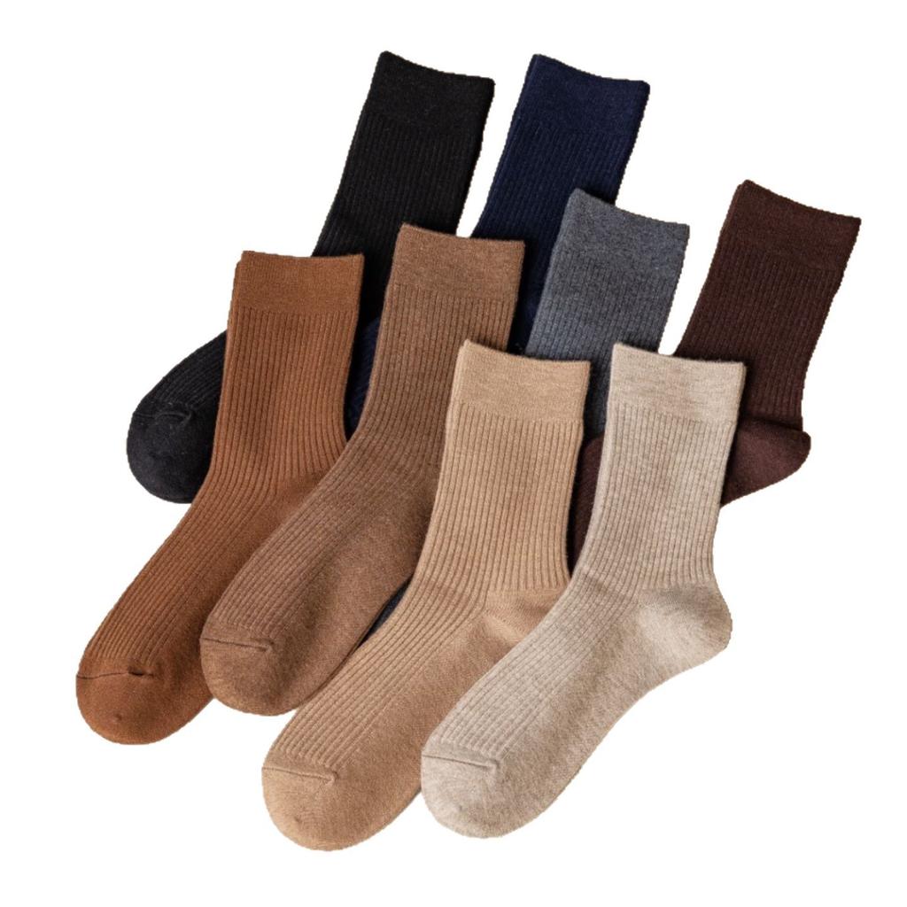 Solid Color Double Needle Cashmere Socks Men'S Pile Socks Business Stockings Thermal Storage Socks Socks Black