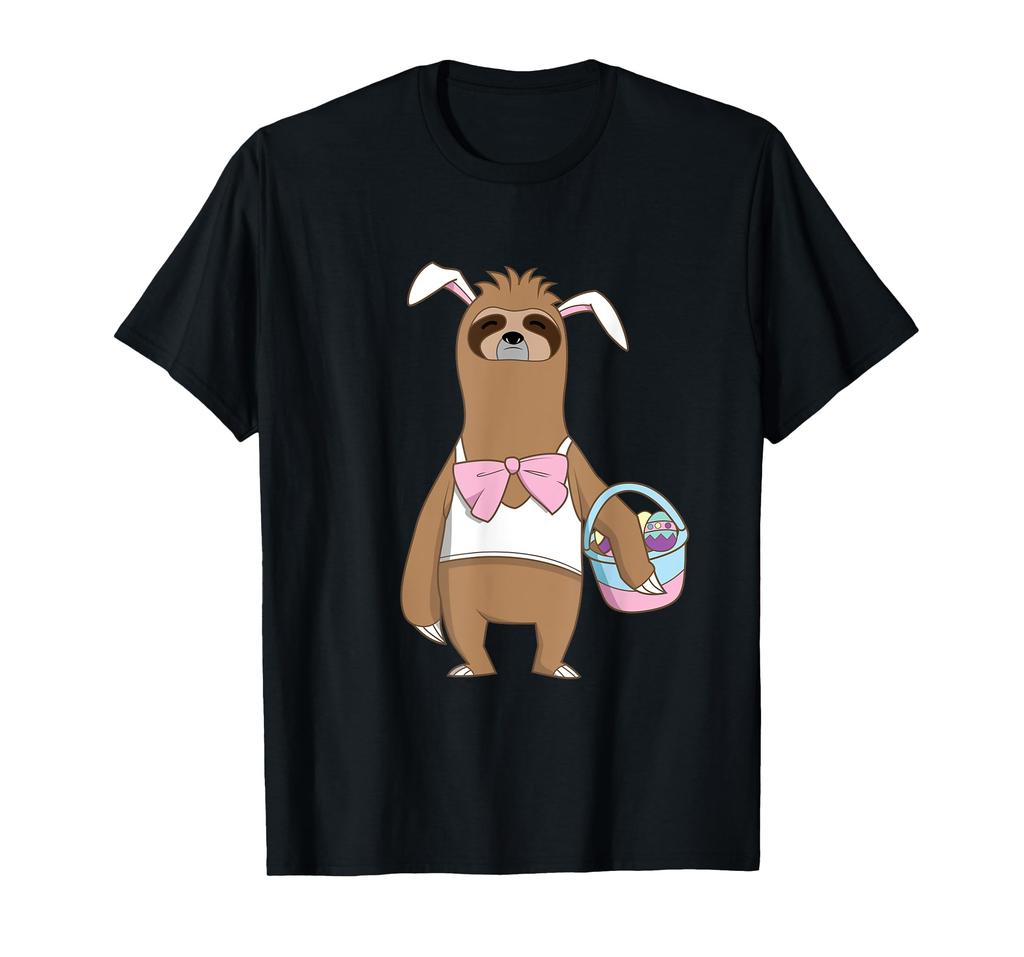 Lazy Bunny Funny Sloth With Easter Rabbit Ears So Eggcited T-Shirt