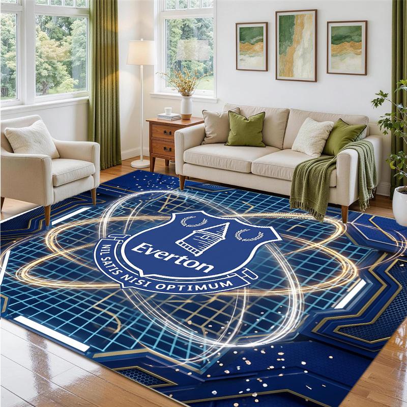 Everton Football Design Crystal Velvet Rug Soft Decorative Mat for Bedroom Entrance