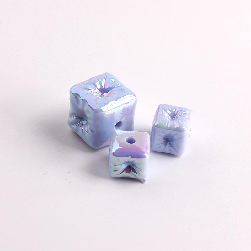 UV Colourful Recessed Square Acrylic Beads - Straight Hole Spacers for DIY Phone Chains Bracelets Jewelry