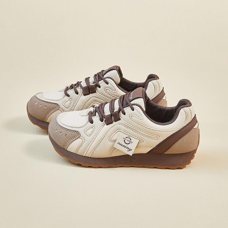 Casual Chunky Platform Sneakers for Women Breathable PU Leather Anti-Slip Sport Walking Shoes for Women Outdoor Comfortable Lace-up Tennis Sneakers