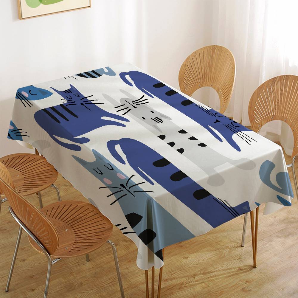 Cute Cartoon (Dinosaur/Cat/Rabbit) Elegant Rectangle Tablecloth - Easy Care For Weddings, Banquets & Formal Events