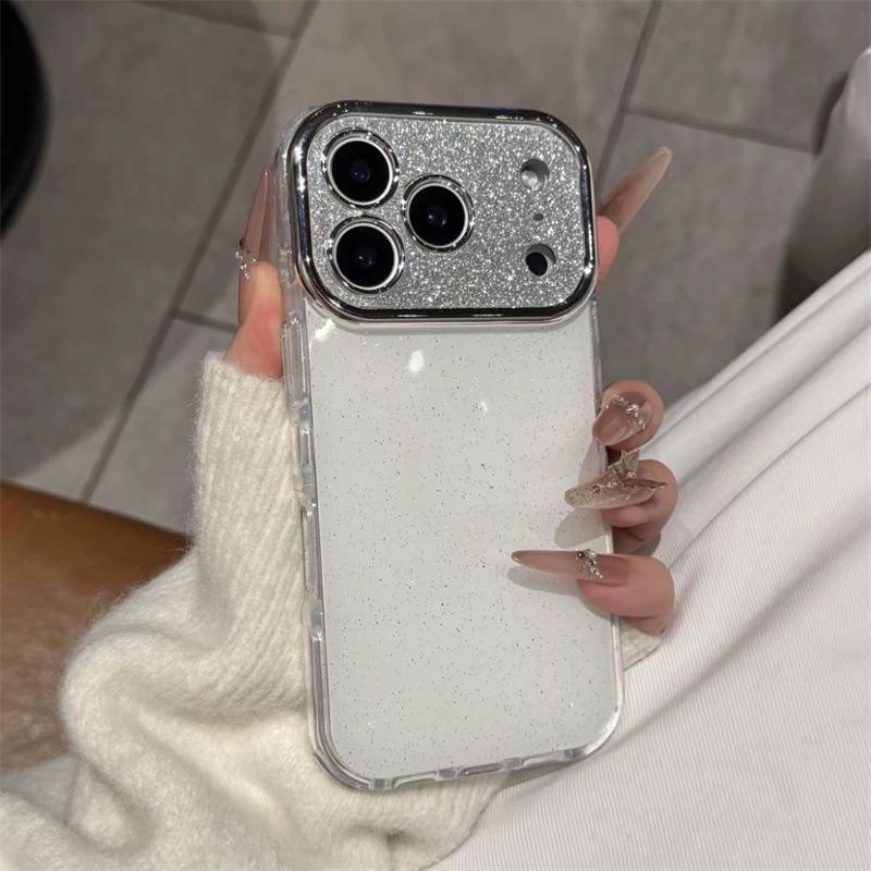 Glitter Big Window iPhone 17 Pro Case with Apple 16 Pro Lens Film for 14 & 15 Pro Models.