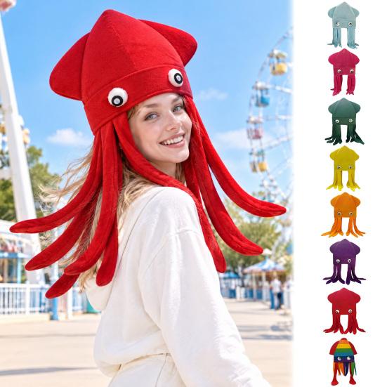 Unique Festival Party Gift Funny Octopus Hat with Tentacles, Creative Plush Cap for Cosplay Comic Exhibition Costume Gear and Photography, Novelty