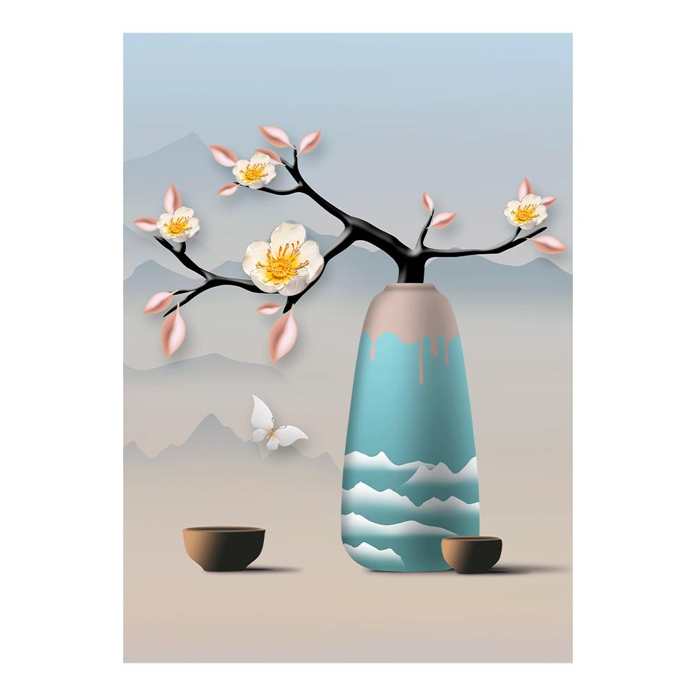 Retro Blumen Leinwandgemälde Wandkunst Bilder Chinesischer Stil Vintage Poster und Drucke für Wohnzimmer Flur Dekor