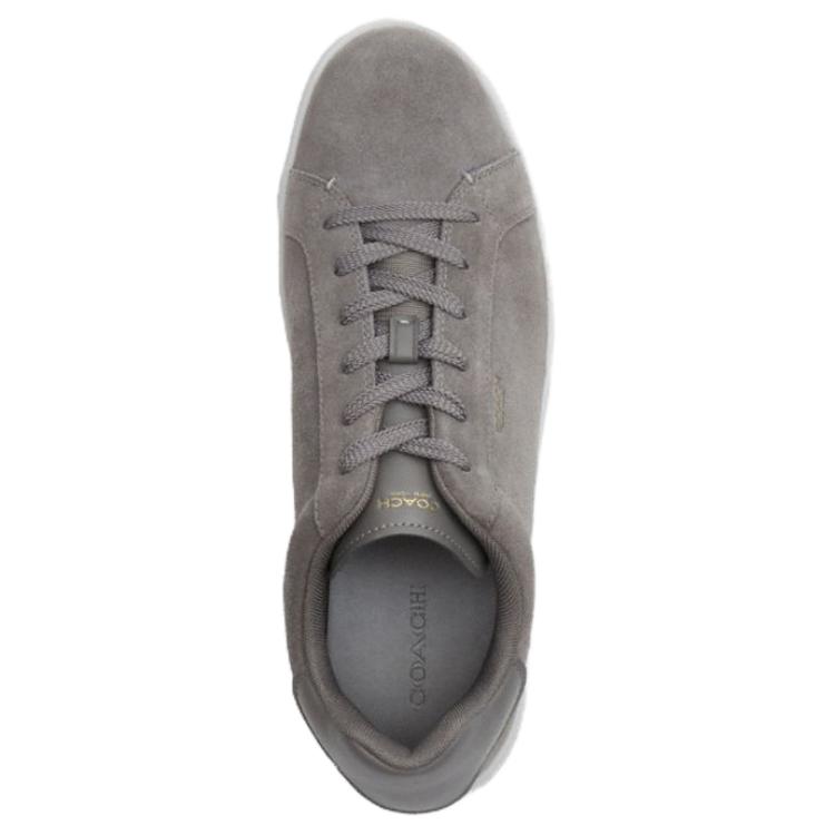 Coach Highline Leather Round Toe Lace-Up Low-Top Sneakers Men Sneakers Gray CW754-CHR
