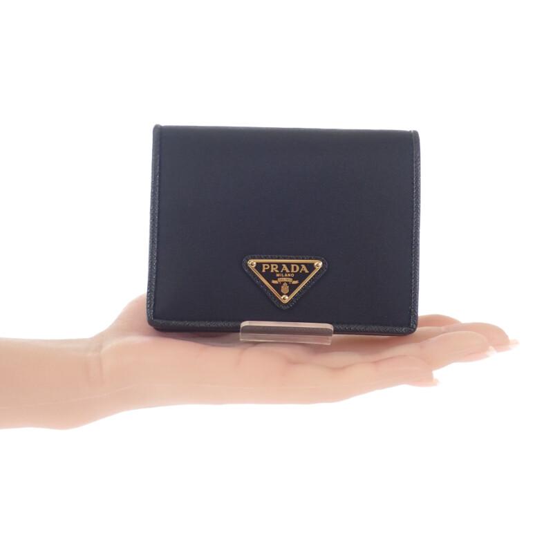 Prada 1MV204 Bifold Wallet Black Safiano/Nylon Women