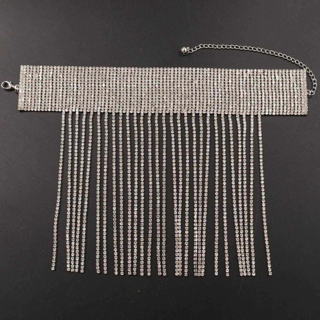 Exaggerated European and American Shiny Diamond Tassel Anklet for Fashion High Heels