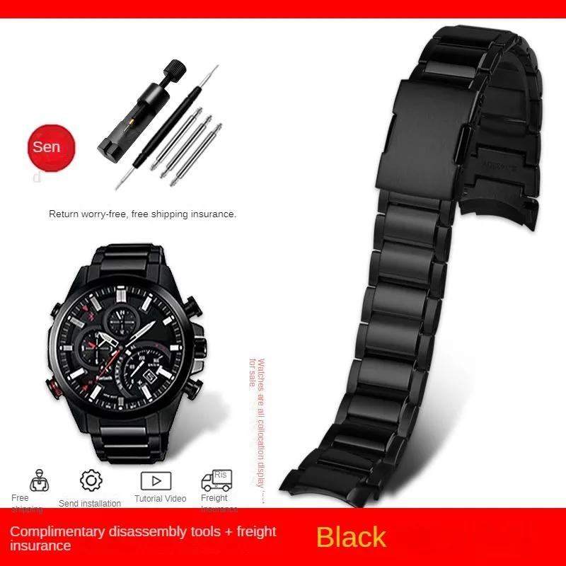 

Для Casio металевий сталевий ремінець EQB-500/EQB-501/EQB-800 EQB-800BL Суцільний вигнутий кінцевий ремінець для годинника 22 мм чоловічі аксесуари для ремінця годинника 22mm чорний