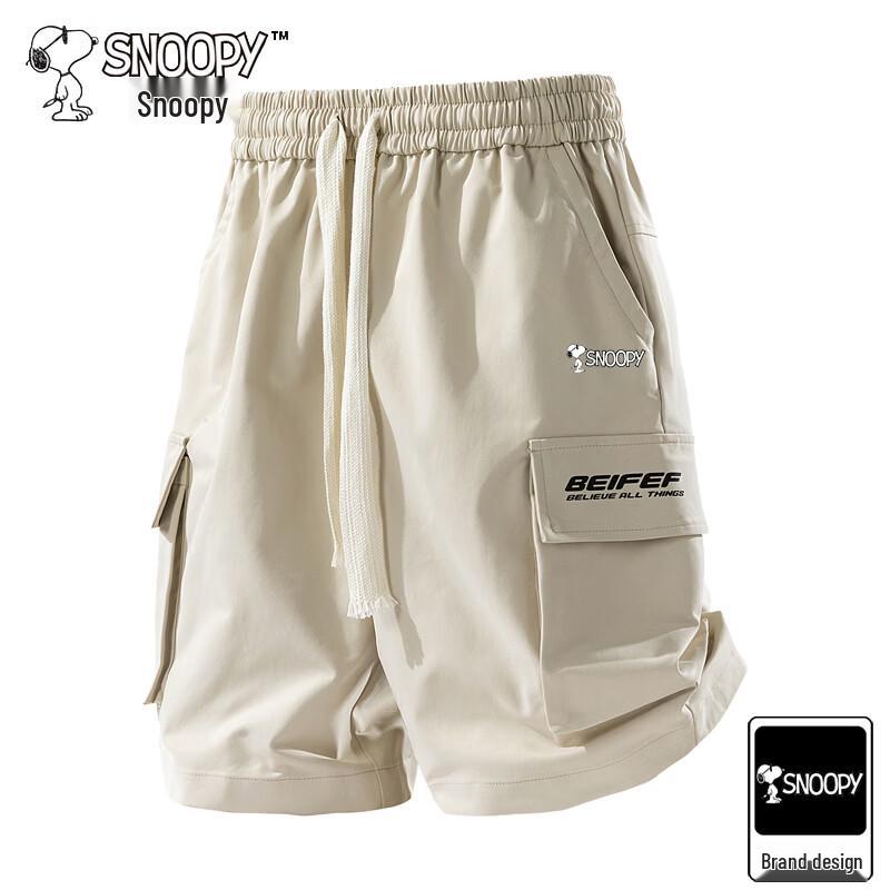 Snoopy Men s Quick-Dry Breathable Ice Silk Cargo Shorts L абрикосовый