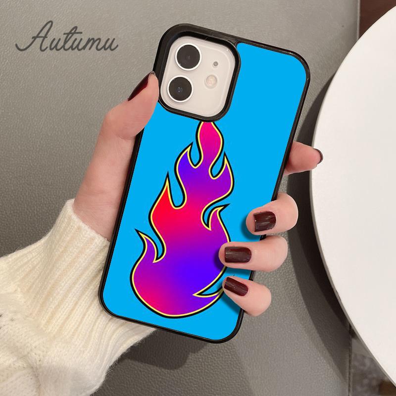 Flame Trendy Phone Case for iPhone 11 12 13 14 Pro Max Mini X XR XS SE 2020 5 6S 7 8 Plus Samsung Galaxy S21 S22 Cover Shell