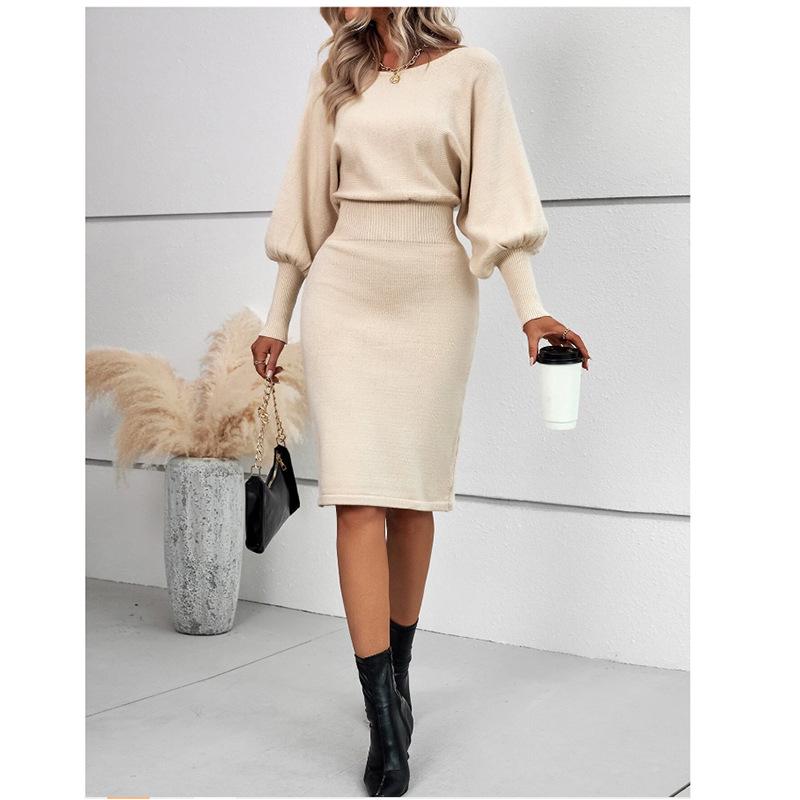 European Style Slim-Fit Knit Dress - Autumn/Winter Hip-Hugging
